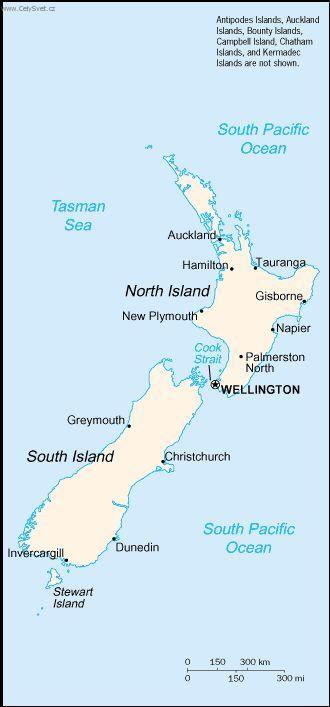 Foto: Nový Zéland-politická mapa