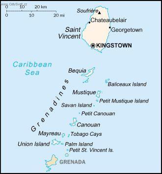 Foto: Svatý Vincent a Grenadiny-politická mapa