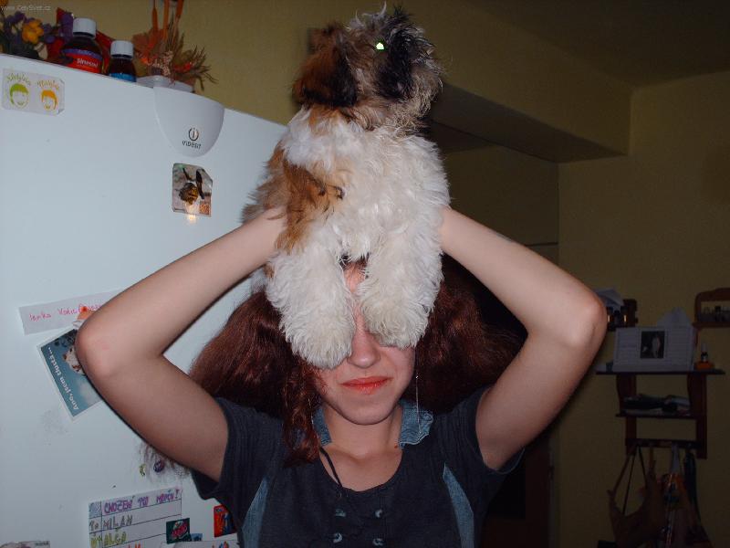 Foto: Raději zakryju paničce oči at nevidí co jsem zase rozkousala-Raději se nekoukej