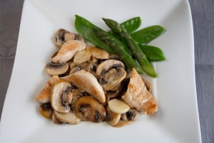 Recept online: Kuře na červeném víně: Kuřecí maso dušené na červeném víně se slaninou, šalotkou,žampiony a kořením